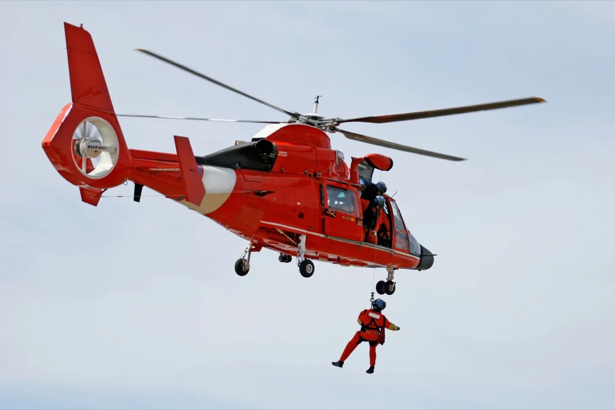 Coast guard SAR helicopter rescue operation