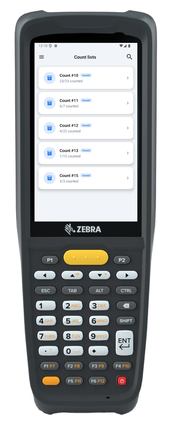 SAM Inventory count list feature
